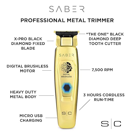 Trimmer Saber Dorado StyleCraft Motor Vectorial Precisión Profesional | tiendadelbarbero.cl