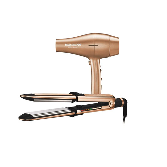 KIT PLANCHA Y SECADOR 2000W ROSE GOLD  - BABYLISSPRO