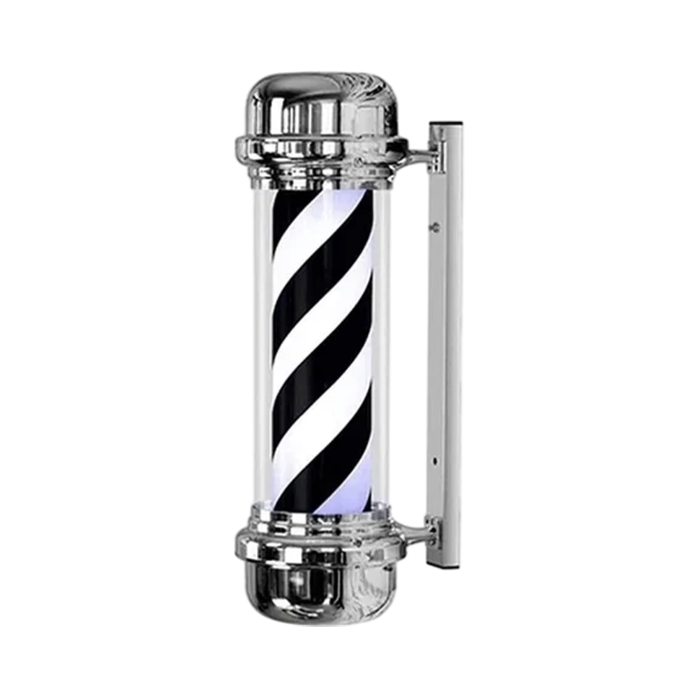 Pole Blanco Negro sin Esfera Ícono Decorativo para Barbería | tiendadelbarbero.cl
