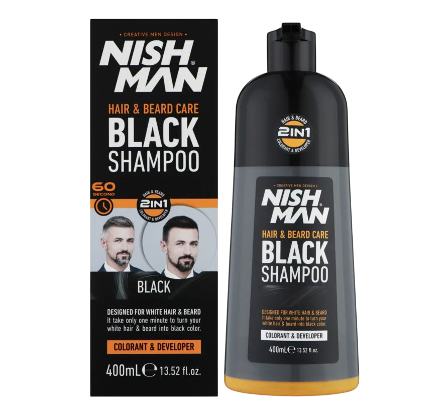 SHAMPOO BLACK PARA BARBA Y CABELLO - NISHMAN