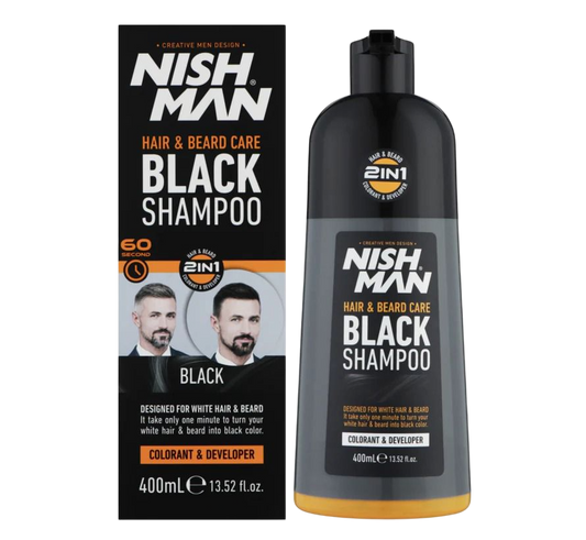 SHAMPOO BLACK PARA BARBA Y CABELLO - NISHMAN