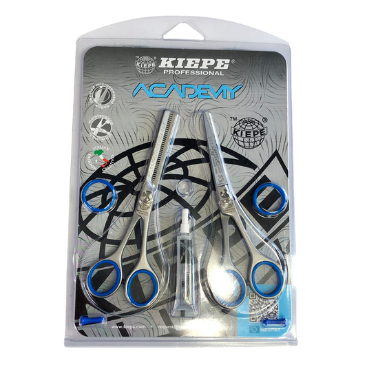 Set de Tijeras Kiepe Academy 5.5" Corte + Entresacadora | tiendadelbarbero.net