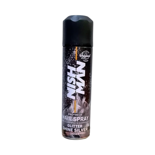 TINTE HAIR SPRAY GLITTER SHINE SILVER 150ML – NISH MAN