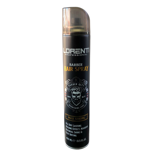 Laca Lorenti Max Strong de fijación extra fuerte para barbería 400 ml