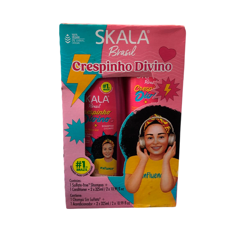 Kit shampoo y acondicionador Skala Crespinho Divino Kids para cabello rizado de niños 325ml