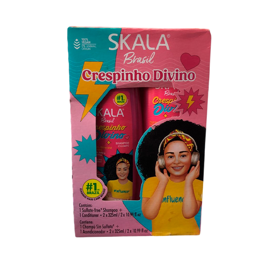 Kit shampoo y acondicionador Skala Crespinho Divino Kids para cabello rizado de niños 325ml
